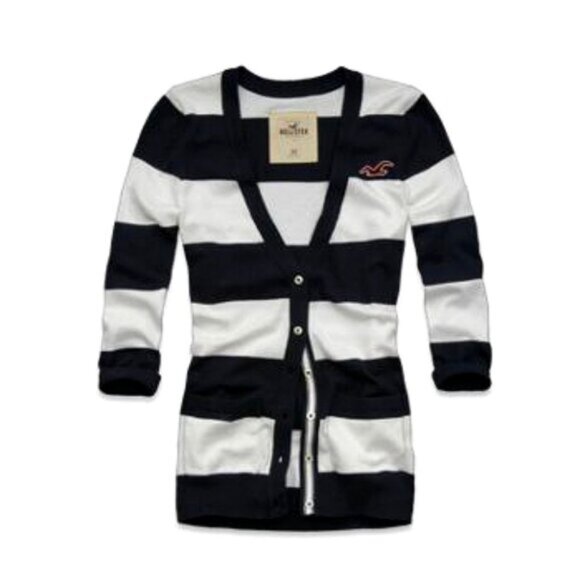 Hollister Sweaters - Hollister 2000s Y2K Preppy Academia Striped V-Neck Cardigan M